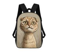 sinyumoney Scottish Fold Caricature 3D Printed Kids School Bag Rucksacks Children's School Fashion Casual Back Pack High Capacity Travel Book Bags Backpack for Kids 17inch