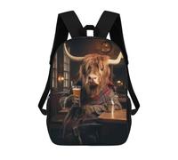 sinyumoney Scottish Highland Cow 3D Printed School Backpack Casual Children's Backpacks 3D Printed School Bag for Boys Elementary And Middle 17inch