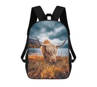 sinyumoney Scottish Highland Cow Grazing by Lake Backpack School Bag Daypacks Business Backpack Water Resistant Bookbag for Girls Boys Teenage 17inch