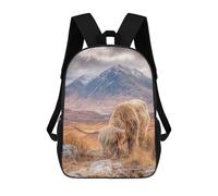 sinyumoney Scottish Highland Cow Grazing School Bag 3D Printed 17inch Backpacks Fashion Kids School Backpack Rucksacks for Boys Elementary And Middle School Students