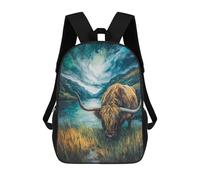 sinyumoney Scottish Highland Cow Painting-2 Backpack School Bag Work Laptop Backpack Rucksack Bag for Boys/Girls/Teenagers 17inch