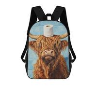 sinyumoney Scottish Highland Cow with Toilet Paper Backpack School Bag Rucksack Casual Daypacks School Work Travel Bag for Teenage Girls Boys Women Men 17inch