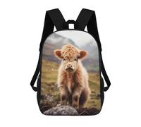 sinyumoney Scottish Highland Cows 3D Printed 17inch School Bag Children's School Backpack Travel Backpacks Casual Fashion Bag for Kids School Students