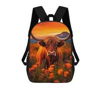 sinyumoney Scottish Highland Cows 3D Printed Kids Backpacks Boys Fashion School Bag Travel Backpacks School Bags for Boys Elementary School Students 17inch