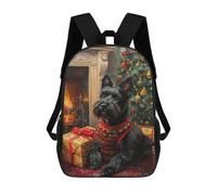 sinyumoney Scottish Terrier Christmas Portrait Holiday Scottish Dog Children's Backpacks School Backpack 3D Printed Backpack for Kids Travel Rucksacks Book Bags Kids School Bag 17inch