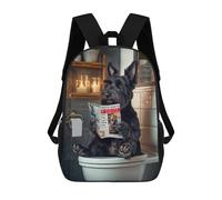 sinyumoney Scottish Terrier on The Toilet Backpack School Bag Large Water Resistant Laptop Backpack for School/Work/Travel 17inch