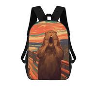 sinyumoney Scream of Capybara Children's Backpack, Schoolbag Large Capacity Students Bookbag Rucksack Knapsack for Boys Girls Adults Teen 17inch