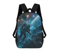 sinyumoney Scuba Diver In Space Backpacks Kids School Backpack School Bag 3D Printed School Bag for Boys Elementary And Middle School Students 17inch
