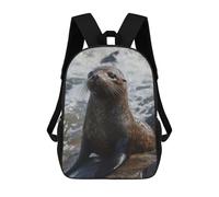 sinyumoney Sea Lion on Rocks 3D Printed 17inch School Bag Children's School Backpack Travel Backpacks Casual Fashion Bag for Kids School Students