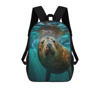 sinyumoney Sea Lion Underwater Close-Up Backpacks 3D Printed School Bag Casual Kids Fashion School Bag for Boys Middle School Students School 17inch
