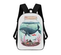 sinyumoney Sea Lives In The Bottle 3D Printed School Backpack Casual Children's Backpacks 3D Printed School Bag for Boys Elementary And Middle 17inch