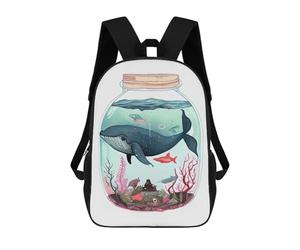 sinyumoney Sea Lives In The Bottle 3D Printed School Backpack Casual Children's Backpacks 3D Printed School Bag for Boys Elementary And Middle 17inch