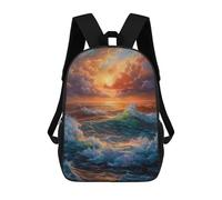 sinyumoney Sea Ocean Sunset Waves Kids Backpack, Kids School Bag 3D Printed School Backpacks for Boys And Teenager School Students 17inch