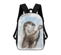 sinyumoney Sea Otter Watercolor Art 3D Printed Children's School Backpack for Kids High Capacity Travel Rucksacks Book Bags Kids School Bag Back Pack 17inch