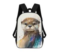sinyumoney Sea Otter Watercolor Art Children's School Backpack 3D Printed for Kids Travel Rucksacks Book Bags Kids School Bag 17inch