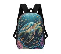 sinyumoney Sea Turtle in Coral Reef Backpack School Bag Lightweight Airport College Students Back Pack for Men/Women 17inch