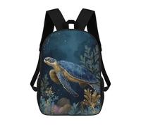 sinyumoney Sea Turtle in Deep Blue Ocean Backpacks Kids School Backpack School Bag 3D Printed School Bag for Boys Elementary And Middle School Students 17inch