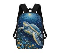 sinyumoney Sea Turtle in Starry Night 3D Printed School Backpack Casual Children's Backpacks 3D Printed School Bag for Boys Elementary And Middle 17inch