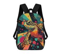 sinyumoney Sea Turtle Pop Art Radiant Sea Turtle Ocean-Themed Wall Art School Backpack Lightweight Airport College Students Back Pack for Teenage Girls Boys Women Men 17inch