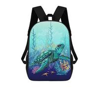 sinyumoney Sea Turtle Watercolor Children's School Backpack 3D Printed for Kids Travel Rucksacks Book Bags for Boys Elementary School Students 17inch