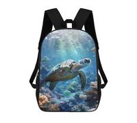 sinyumoney Sea Turtles Coral Paradise Backpack with Pocket 3D Printed Backpacks, Travel Rucksacks Book Bags Kids School Bag 17inch