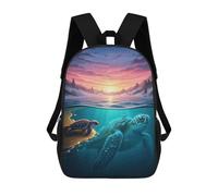 sinyumoney Sea Turtles Sunset School Bag Backpack Teen Schoolbag 3D Printing Adjustable Schoolbag Fashion Pocket Bag for Kids Boys Girls Students And Teenagers Fans 17inch