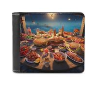 sinyumoney Seafood Feast by The Ocean 3D Print Clutch Purse ID Window Coin RFID Blocking Banknote Compartments Slim Elegant Wallets Youth Guys 11.7cm*9.5cm