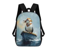 sinyumoney Seagull Pirate on A Boat Children's School Backpack 3D Printed for Kids Travel Rucksacks Book Bags Kids School Bag 17inch