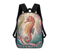 sinyumoney Seahorse Art Deco School Bags Secondary Causal Travel High School Bags for School/Work/Travel 17inch