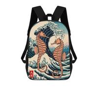 sinyumoney Seahorse Great Wave School Backpack Business Laptop Rucksack Bag Unisex Casual Daypack for Men/Women 17inch