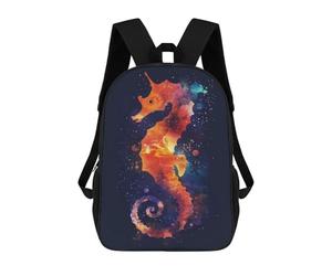 sinyumoney Seahorse Silhouette Galaxy Rucksack Daypacks Business Backpack Water Resistant Bookbag for Men/Women 17inch