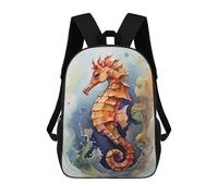 sinyumoney Seahorse Watercolor Rucksack Large School Backpack for Boys - Perfect for Travel, Work And Daily Use 17inch