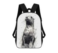 sinyumoney Seal Beauty Black Ink Children's School Backpack 3D Printed for Kids Travel Rucksacks Book Bags for Boys Elementary School Students 17inch
