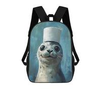 sinyumoney Seal in A Hat Children's Backpacks 17inch School Backpack 3D Printed Bag Bookbag for Kids Travel Rucksacks Boy Girl Book Bags Kids School Bag