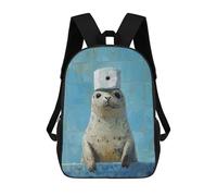 sinyumoney Seal with Toilet Paper Hat-1 Backpack School Water Resistant Travel Backpack Computer Bag - Perfect for Travel, Work And Daily Use 17inch