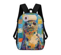 sinyumoney Seal with Toilet Paper Hat School Backpack Lightweight Casual Daypack School Backpacks for Boys/Girls/Teenagers 17inch