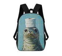 sinyumoney Seal with Toilet Paper on Head-3 School Backpack Water Resistant Travel Backpack Computer Bag for Men, Women & Teenage Boys 17inch