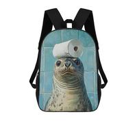 sinyumoney Seal with Toilet Paper Roll on Head Backpack School Bag High Secondary School Bags Casual Backpack for Teenage Girls Boys Women Men 17inch