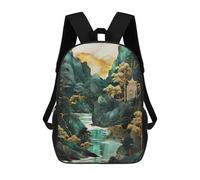 sinyumoney Seaside Cliff Temple School Backpack Water Resistant Travel Backpack Computer Bag - Perfect for Travel, Work And Daily Use 17inch