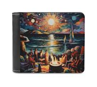 sinyumoney Seaside Gathering by Fire 3D Print Clutch Purse Bills Credit Cards Leather RFID Slots Note Section Modern Style Wallets 11.7cm*9.5cm