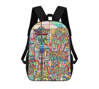 sinyumoney Seattle Space Needle Mosaic Children’s Backpack Girls Boys, Rucksack Bag, Daypack, Primary School, Perfect for Back to Kids School Or PE, Gifts And Travel 17inch