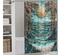 sinyumoney Secret Paradise Beach Bath Shower Curtains Mildew Washable Waterproof Cloth Fabric Decor Bath Curtains for Travel Trailer 56.30x70.87Inch（143x180cm）