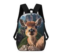 sinyumoney Selfie of A Young Deer Backpack 3D Printed Children's School Backpack for Kids High Capacity Travel Rucksacks Book Bags Kids School Bag Back Pack 17inch