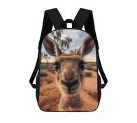 sinyumoney Selfie of A Young Kangaroo Kids Backpacks,3D Personalized School Bookbags for Boys Girls Large Schoolbags Casual Daypack 17inch
