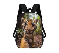 sinyumoney Selfie of A Young Tiger Kids Backpacks Children Bag,Anime Bag,Large Capacity Kids Backpack, 3D Printed Children's,Student Schoolbag,Kids Boys Girls School Bag 17inch