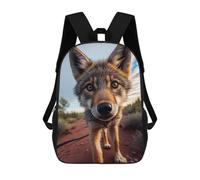 sinyumoney Selfie of A Young Wolf Backpack 3D Printed Children's School Backpack for Kids High Capacity Travel Rucksacks Book Bags Kids School Bag Back Pack 17inch