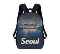 sinyumoney Seoul Cityscape Night Backpack School Bag High Secondary School Bags Casual Backpack for Campus Outdoor Travel Sports 17inch