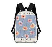 sinyumoney Seoul Hibiscus Flower Market School Bags Large Water Resistant Laptop Backpack for Boys/Girls/Teenagers 17inch