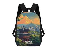 sinyumoney Seoul, South Korea Illustration Backpack School Large Water Resistant Laptop Backpack for Teenage Girls Boys Women Men 17inch