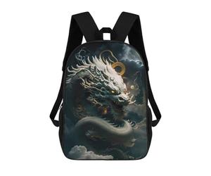 sinyumoney Serene Celestial Dragon Kids School Backpack 3D Printed Fashion School Bag Casual School Bag for Boys Elementary And Middle School Students 17inch